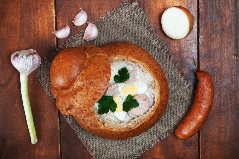 Witte borscht van Pasen royalty-vrije stock foto Witte borscht van Pasen royalty-vrije stock foto