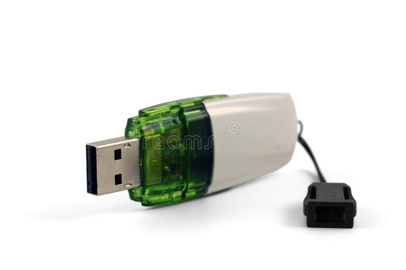 Witte en groene USB-stick stock foto