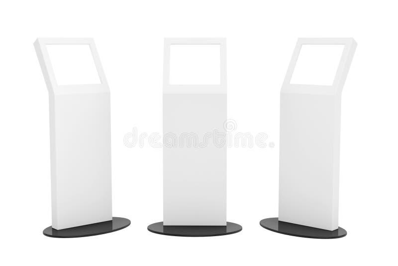 Witte Informatietribunes met de Vertoning van het Aanrakingsscherm vector illustratie Witte Informatietribunes met de Vertoning van het Aanrakingsscherm vector illustratie