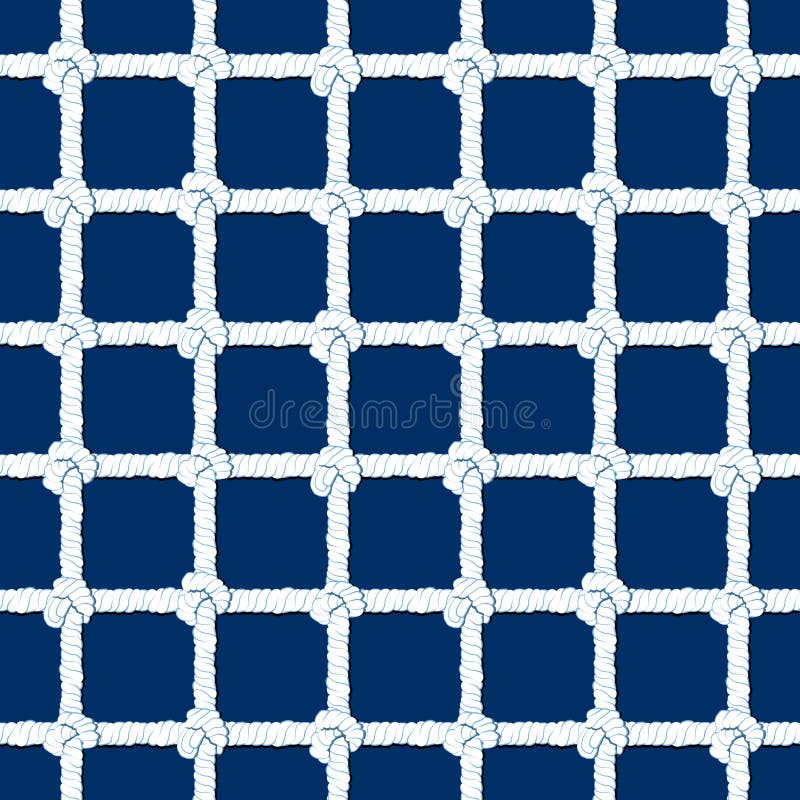 Witte kabel met knopen naadloos patroon op marineblauwe achtergrond Mariene eindeloze gestreepte illustratie met lijnornament stock illustratie Witte kabel met knopen naadloos patroon op marineblauwe achtergrond Mariene eindeloze gestreepte illustratie met lijnornament stock illustratie