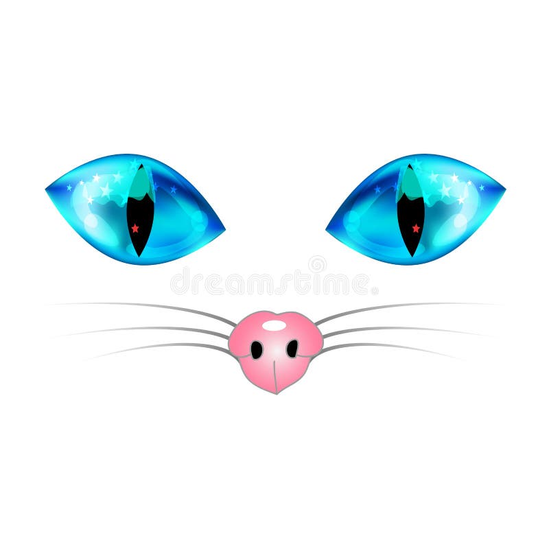 Witte Kat met Blauwe Ogen, Roze Neus en Witte Bakkebaard Vector illustratie stock illustratie Witte Kat met Blauwe Ogen, Roze Neus en Witte Bakkebaard Vector illustratie stock illustratie
