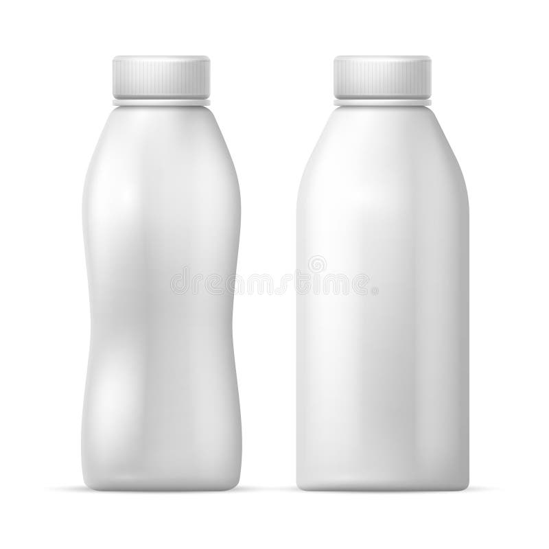 Witte lege plastic fles Het vector verpakkende malplaatje voor zuivelmelk, drinkt yoghurtproducten stock illustratie Witte lege plastic fles Het vector verpakkende malplaatje voor zuivelmelk, drinkt yoghurtproducten stock illustratie