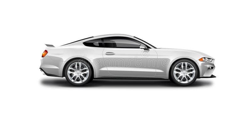 Witte Metaalcoupé Sportieve Auto op Witte Achtergrond Zijaanzicht met Geïsoleerde Weg vector illustratie Witte Metaalcoupé Sportieve Auto op Witte Achtergrond Zijaanzicht met Geïsoleerde Weg vector illustratie