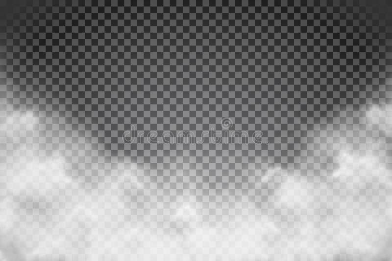Witte mist textuur geïsoleerd op transparante achtergrond. stoomspeciaal effect. realistische vectorbrandrook of -nevel