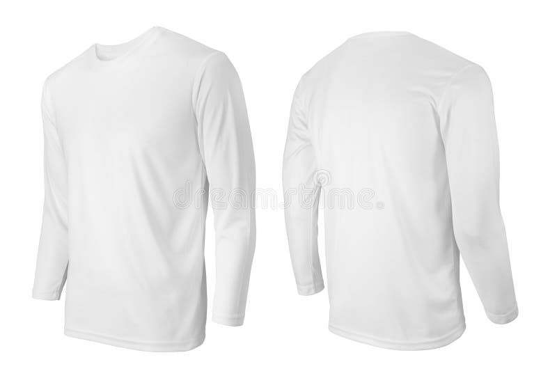Witte overhemd met lange beschermhuls, aan de voor- en achterzijde, geïsoleerd op wit