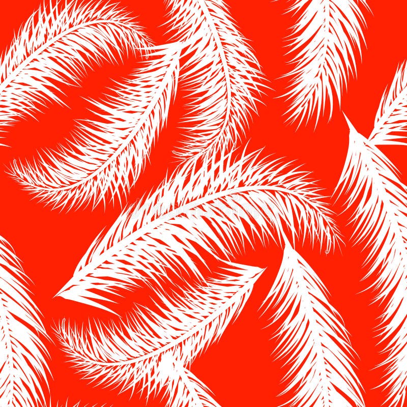 Witte vectorpalm treeson de koraalachtergrond Hand getrokken naadloos patroon Naadloze bladeren van de de zomer de tropische palm stock illustratie Witte vectorpalm treeson de koraalachtergrond Hand getrokken naadloos patroon Naadloze bladeren van de de zomer de tropische palm stock illustratie