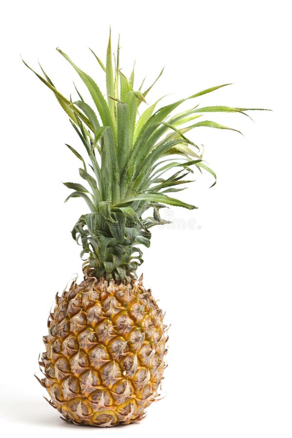 Witte verse en rijpe anananasswitachtergrond. stock afbeeldingen