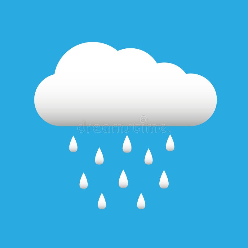 Witte wolk met regendalingen, de lente of het pictogram van het de herfstweer op blauwe achtergrond stock illustratie Witte wolk met regendalingen, de lente of het pictogram van het de herfstweer op blauwe achtergrond stock illustratie