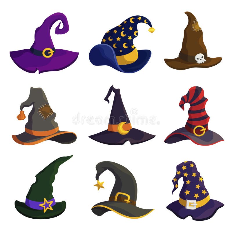 Halloween Wizard Hats Vector Stock Illustration - Illustration of hats ...