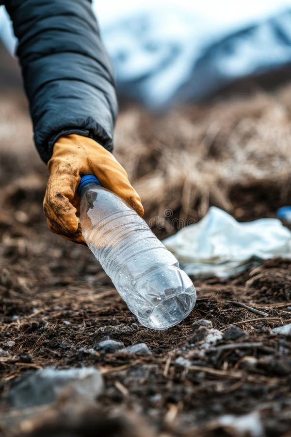 Wizerunek osoby ręczne plastikowa butelka brud ilustracji