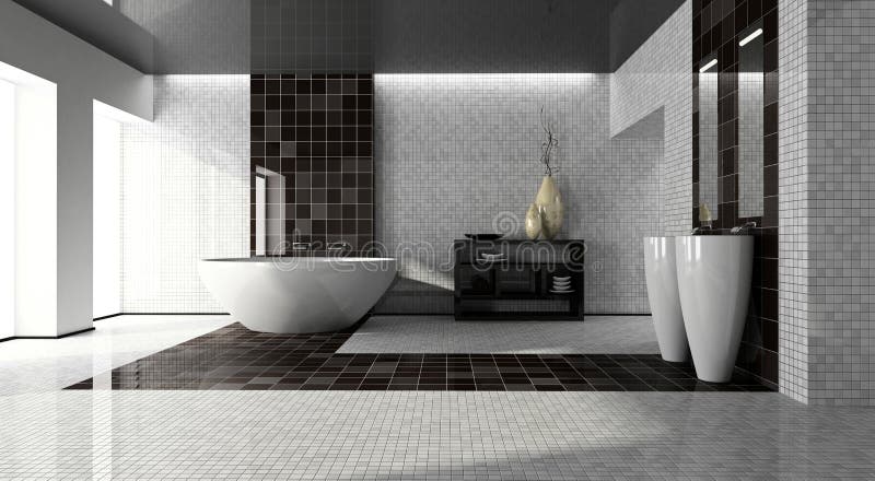Interior of the modern bathroom 3D rendering. Interior of the modern bathroom 3D rendering