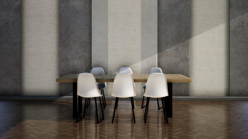 Wnętrze nowoczesnego stroju loftowego, renderowanie 3d ilustracji
