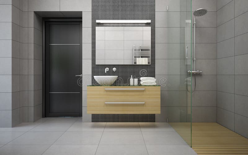 Interior of the modern design bathroom 3D rendering. Interior of the modern design bathroom 3D rendering