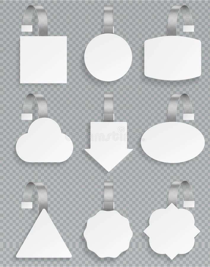 Wobblers bianchi Insieme bianco di plastica di vendita al dettaglio di promozione di sconto dell'etichetta del wobbler di vendita royalty illustrazione gratis Wobblers bianchi Insieme bianco di plastica di vendita al dettaglio di promozione di sconto dell'etichetta del wobbler di vendita royalty illustrazione gratis
