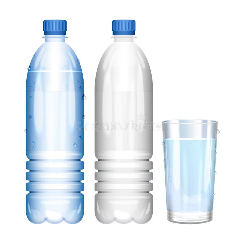 Woda w butelce szklana czysta woda butelka jest pusta wektor