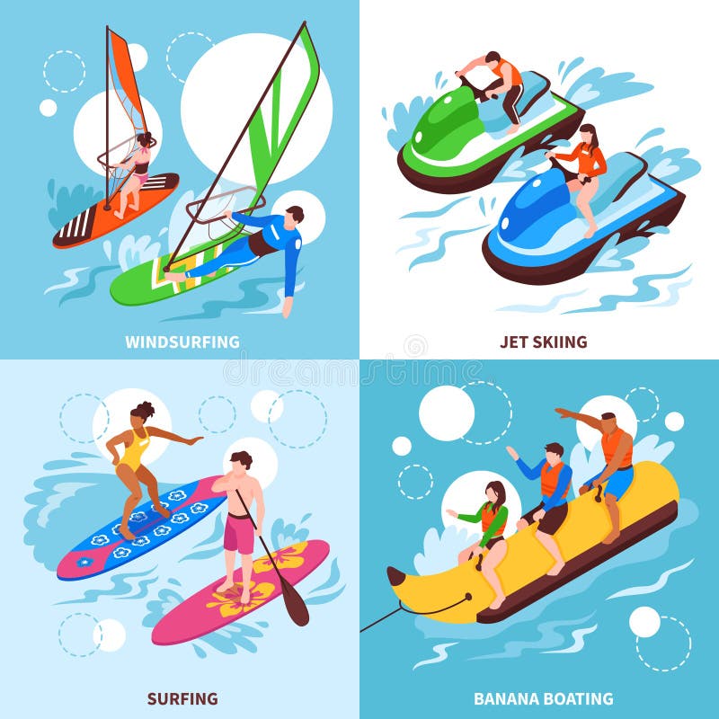 Wodnego sporta 2x2 projekta pojęcie ilustracji Wodnego sporta 2x2 projekta pojęcie ilustracji