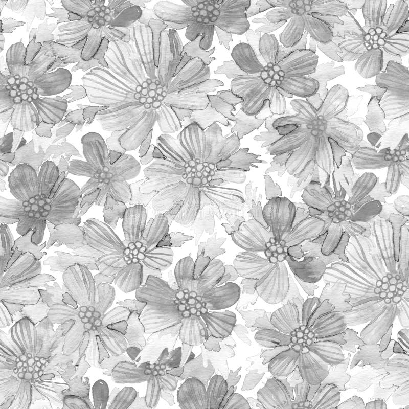 Wodnokolorowy dziki kwiatuszek bez szwu. tekstura rastra malowana ręcznie