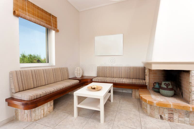 Wohnzimmer Mit Kamin Stockfoto Bild Von Landhaus Architektur 80454530