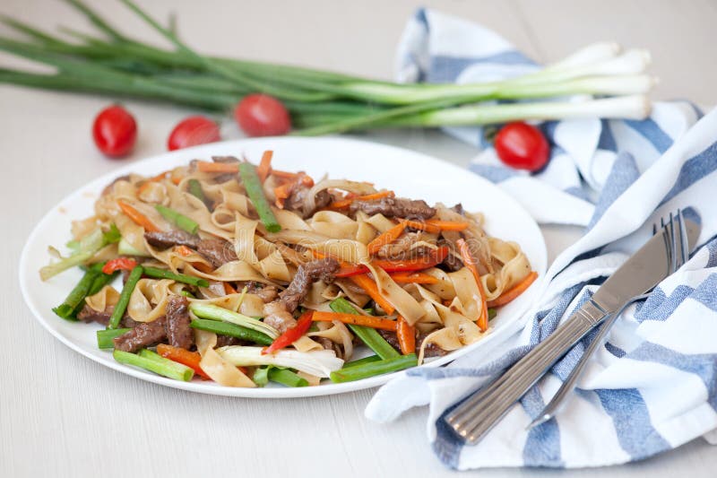 woka Nudlar med kött och grönsaker i kines arkivbilder woka Nudlar med kött och grönsaker i kines arkivbilder