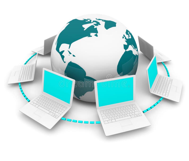 Wokoło laptop ziemskiej globalnej sieci ilustracja wektor