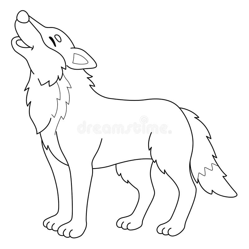 Wolf Animal Coloring Page for Kids Stock Vector - Illustration of kids ...