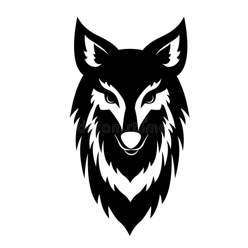 Wolf Face Logo nero illustrazione di stock