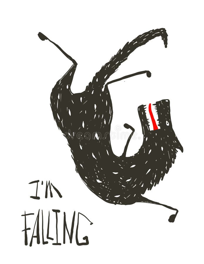 Wolf Falling Down nero royalty illustrazione gratis