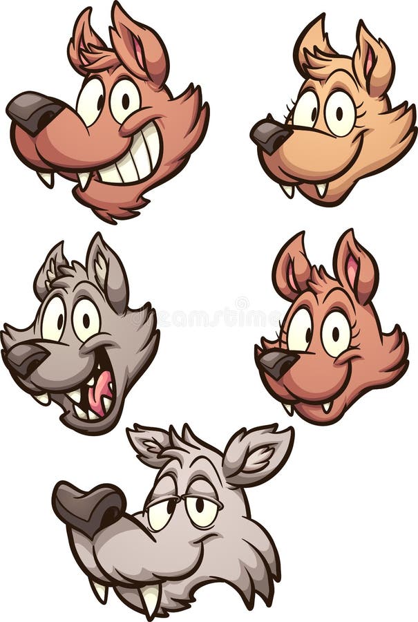 Cartoon Wolf Familiy Character Heads Stock Vector - Illustration of gray,  young: 188690181