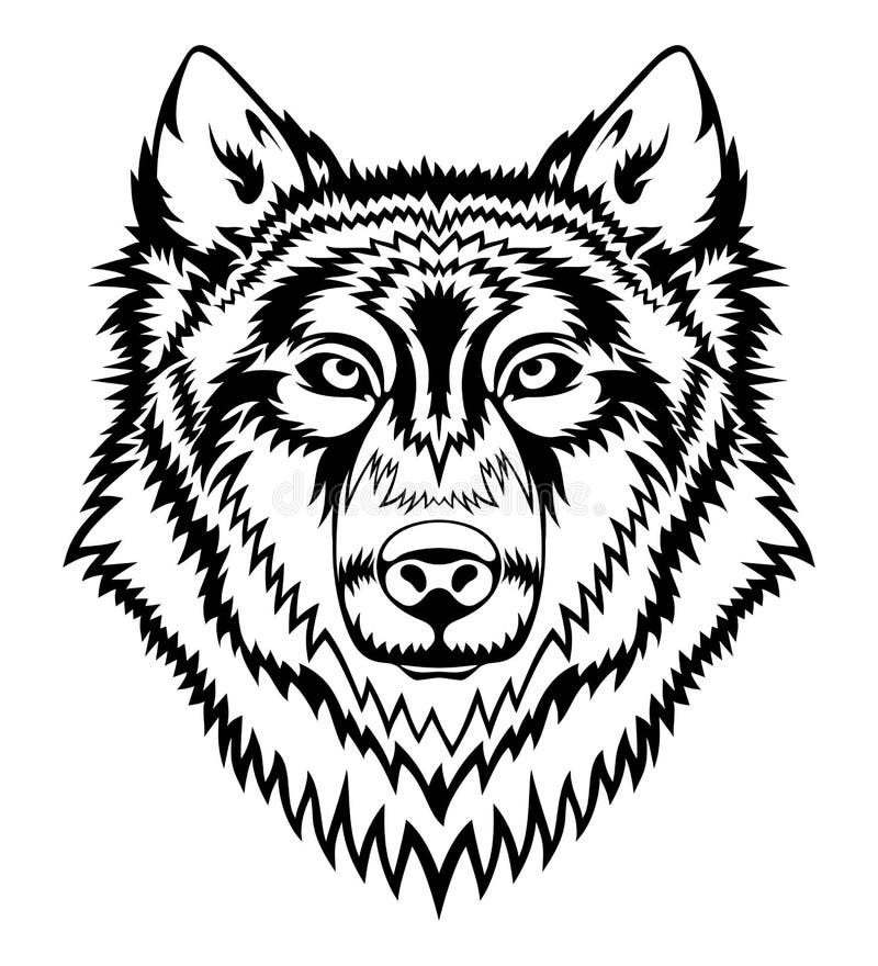 Vector Wolf Head Silhouette Isolated On White Background Stock Vector ...