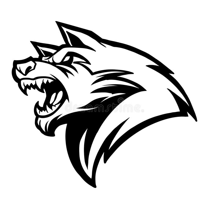 Wolf Head Side Drawing Monochrome Stock Vector - Illustration of ...