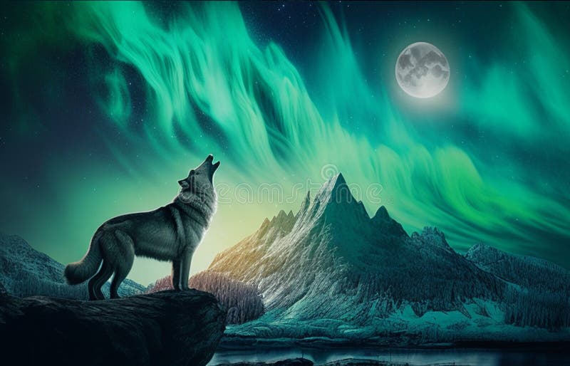 Northern Lights Wolf Wallpaper
