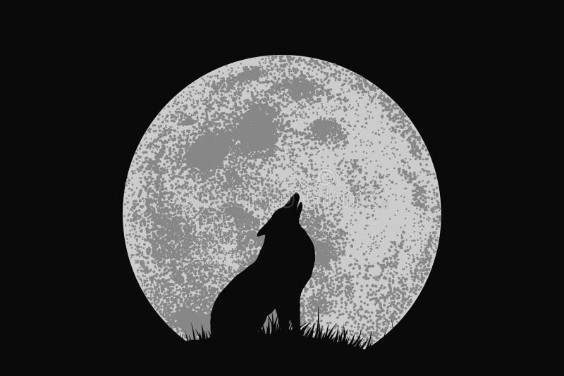 Dessin De Loup Qui Hurle à La Lune Facile Wolf howling at full moon stock illustration. Illustration of ululate