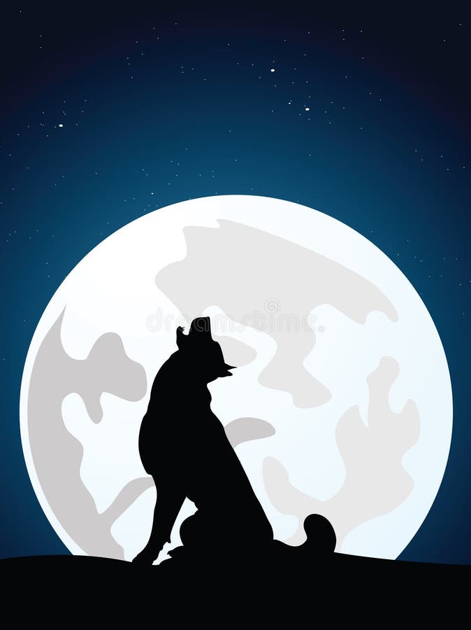 The wolf howls on the full moon vector illustration