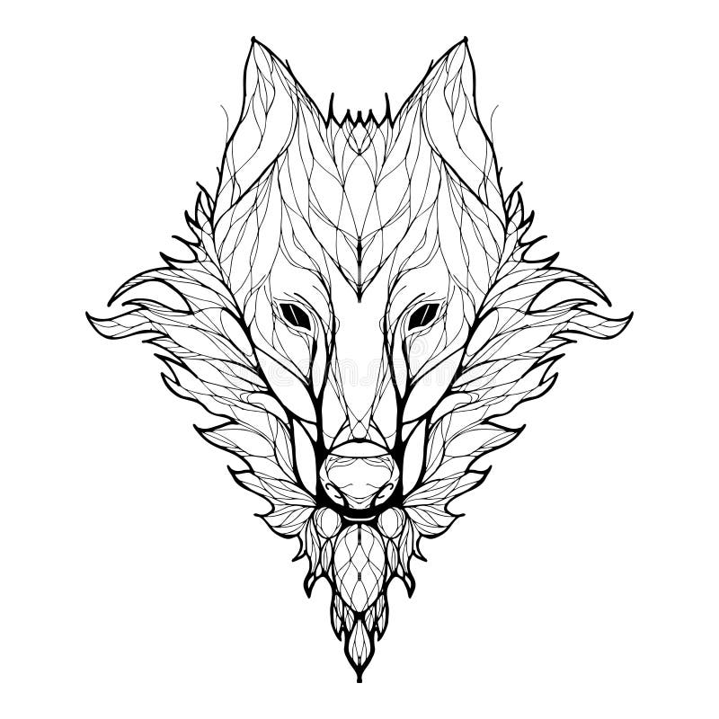 Tribal Wolf Head Tattoo Stock Illustrations – 1,399 Tribal Wolf Head ...