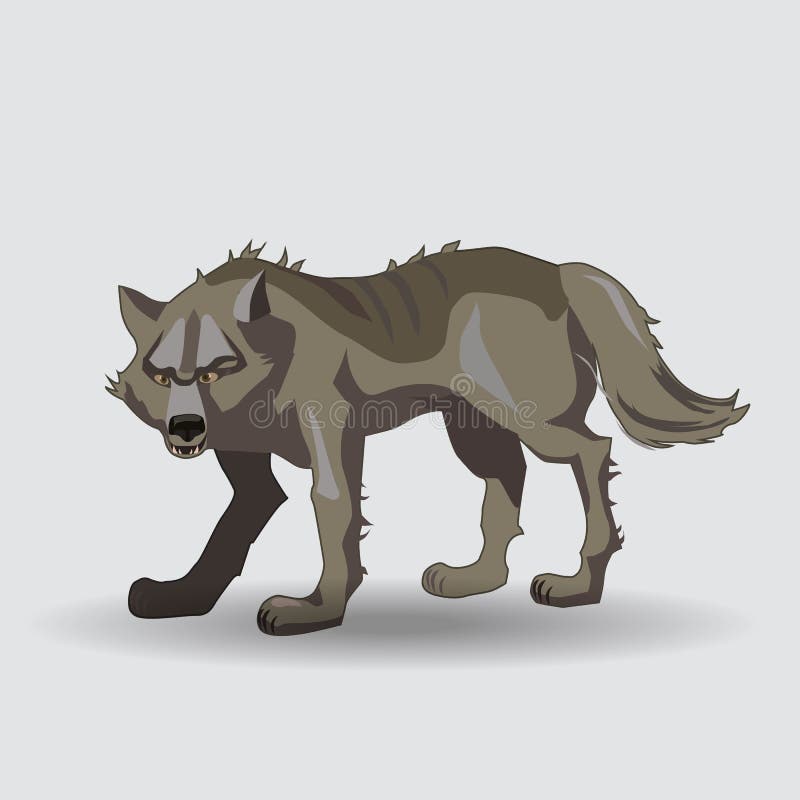 Wolf, predator, Cartoon stock illustration. Illustration of school -  90684631