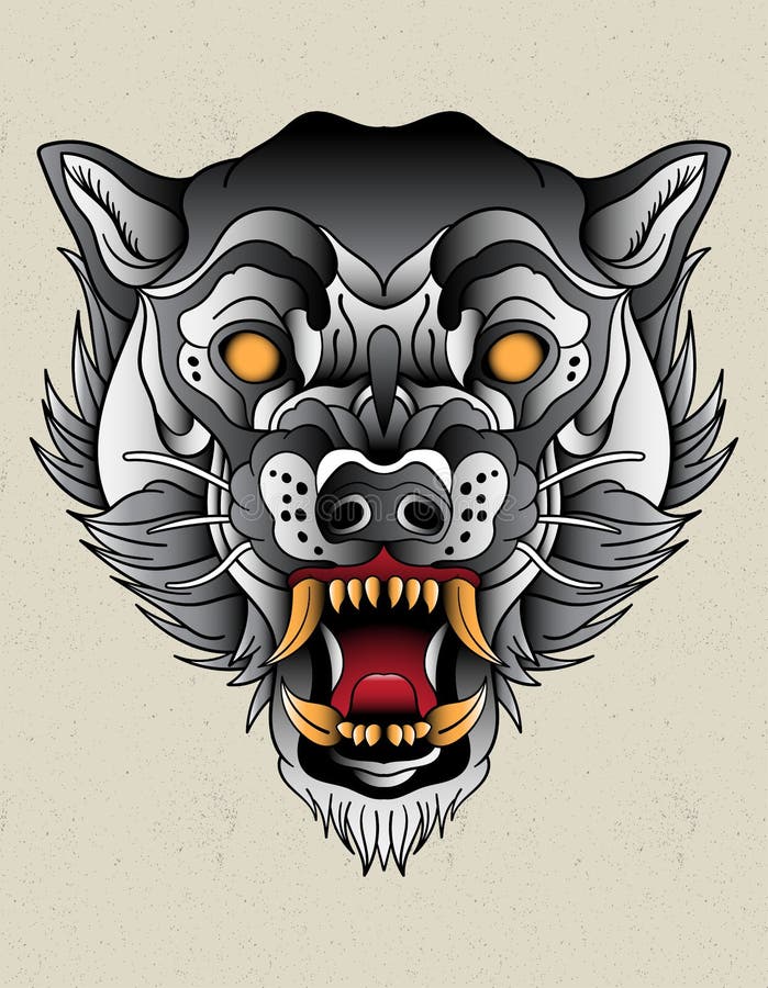 Scary wolf animal minimalism logo tattoo style Vector Image