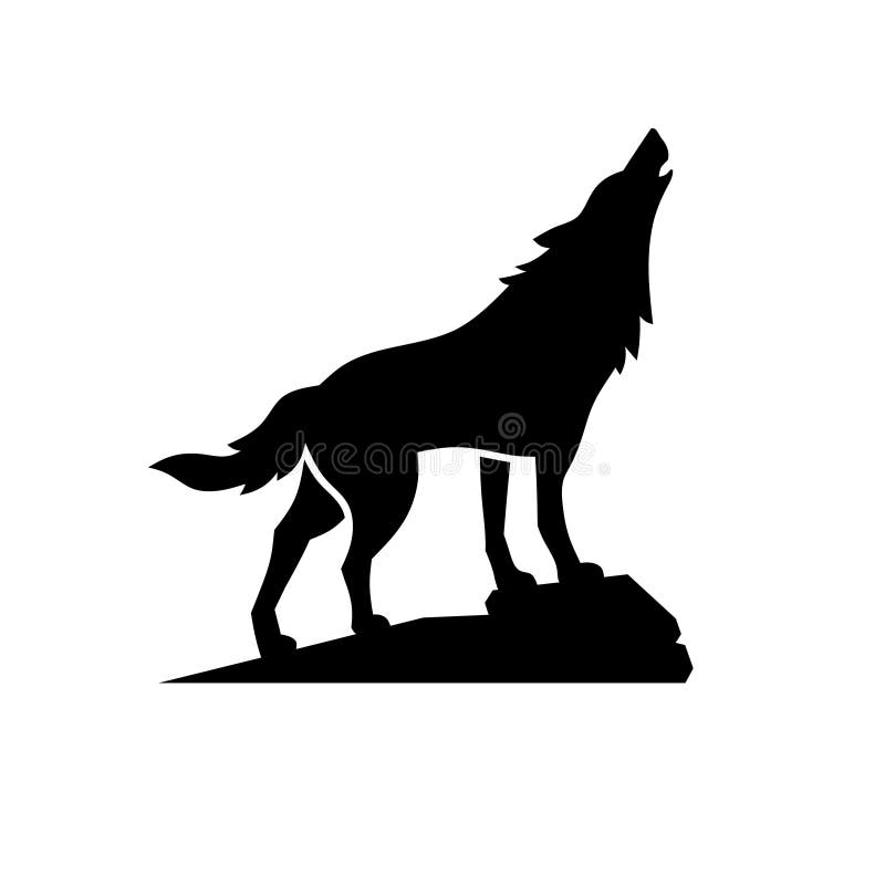 简单平面的狼剪影设计 向量例证