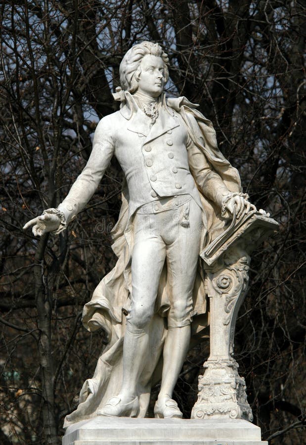 Statue of Wolfgang Amadeus Mozart in the Burggarten garden in Vienna, Austria.