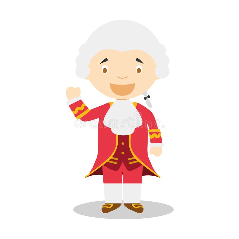Wolfgang Amadeus Mozart cartoon character. Vector Illustration. vector illustration Wolfgang Amadeus Mozart cartoon character. Vector Illustration. vector illustration
