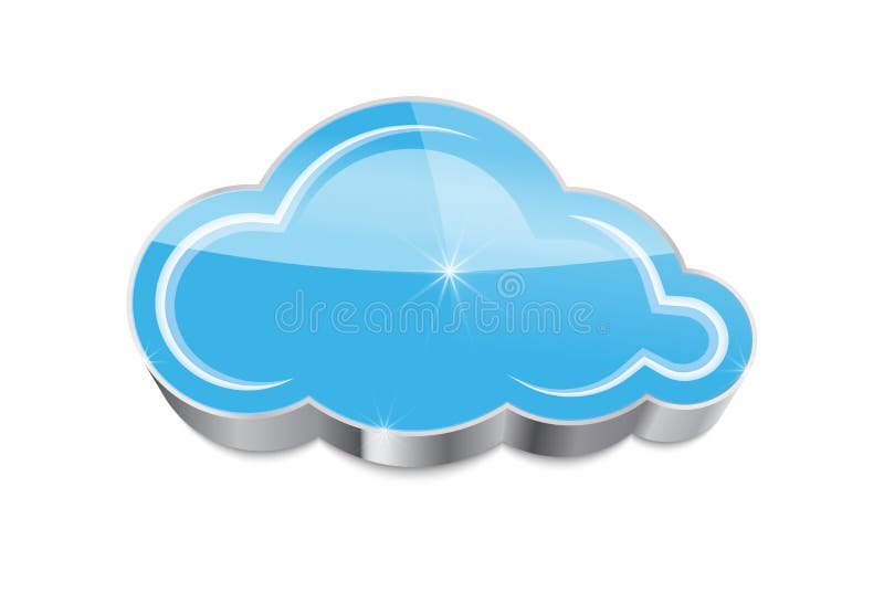 Cloud computing concept: glossy blue cloud icon isolated on white background. Vector illustration. Cloud computing concept: glossy blue cloud icon isolated on white background. Vector illustration