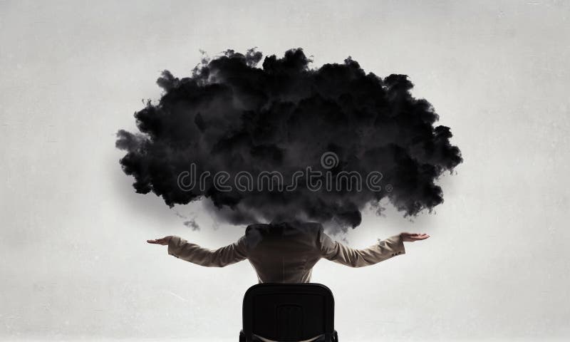 Wolk geleide vrouw Gemengde media stock afbeelding Wolk geleide vrouw Gemengde media stock afbeelding