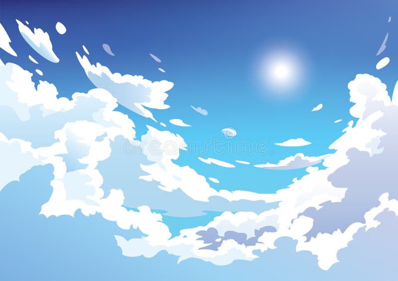 Wolken Blue Luftraums des Vektors Saubere Art Anime