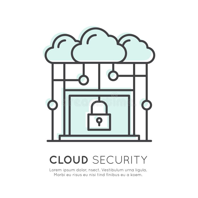 Wolken-Komputertechnologie-Sicherheit stock abbildung Wolken-Komputertechnologie-Sicherheit stock abbildung
