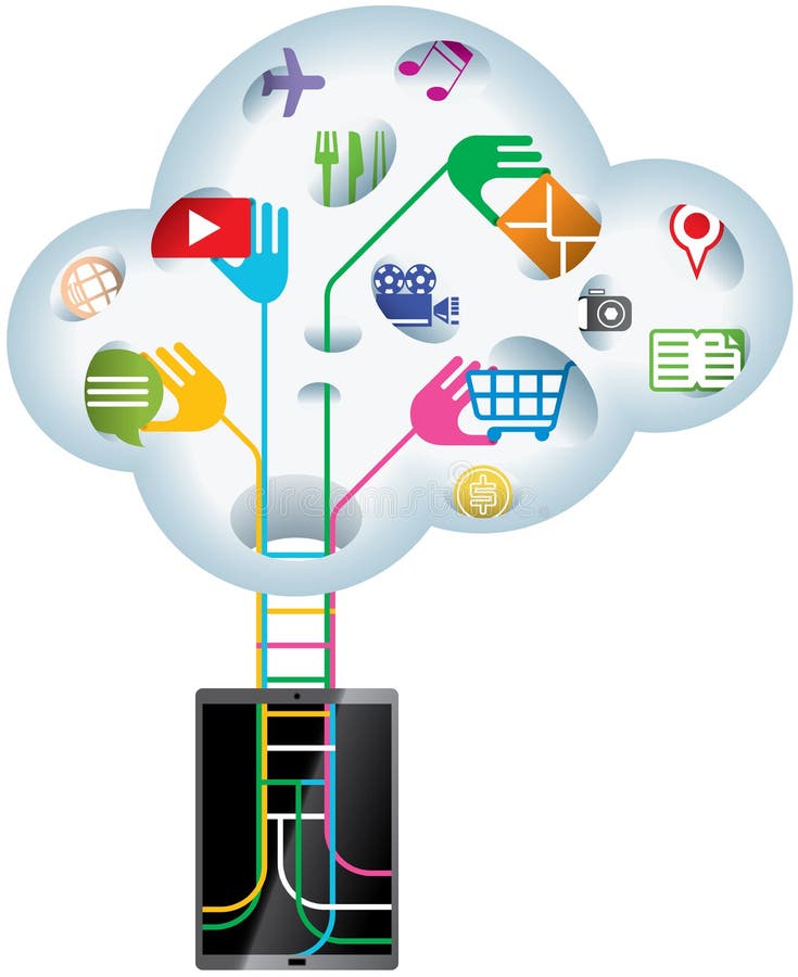 Wolkentechnologie stock illustratie Wolkentechnologie stock illustratie