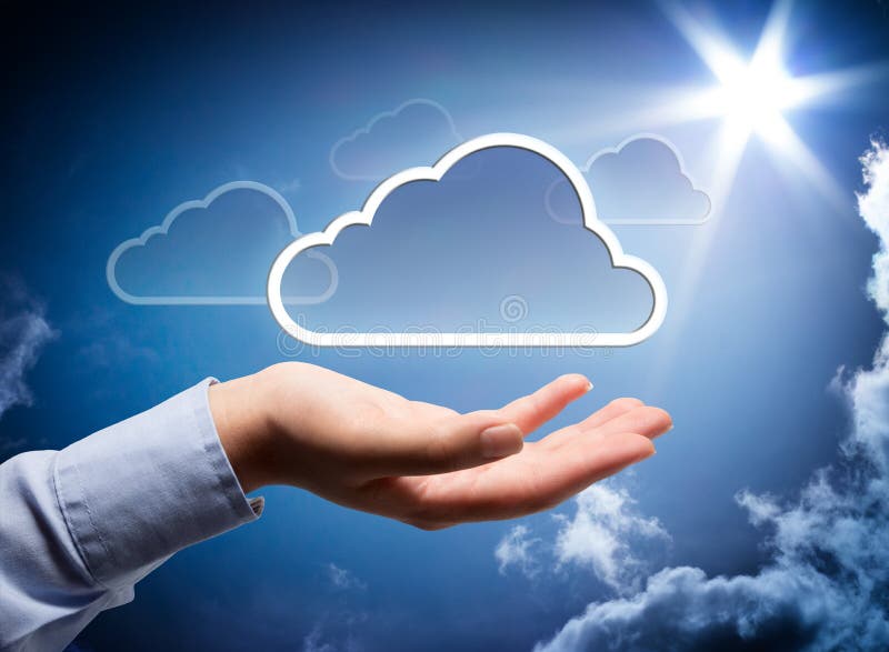 Wolkentechnologie in Ihrem hand? lizenzfreies stockfoto