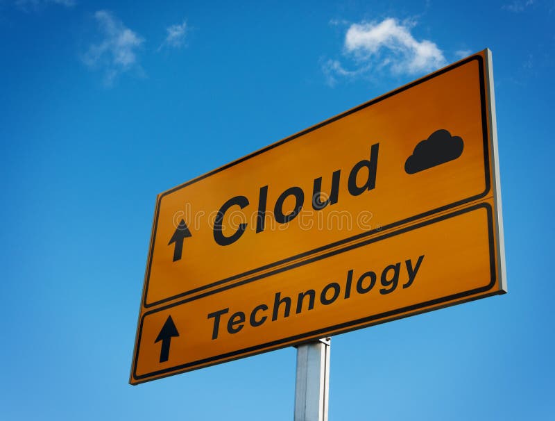 Wolkentechnologie-Verkehrsschild. lizenzfreie stockbilder