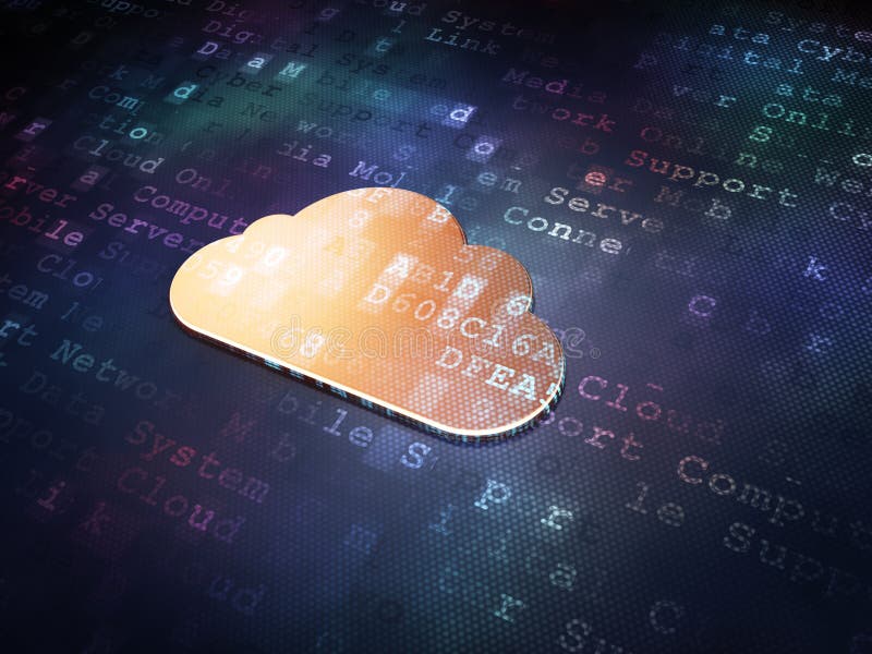 Wolkentechnologiekonzept: Goldene Wolke auf digitalem lizenzfreie stockfotografie