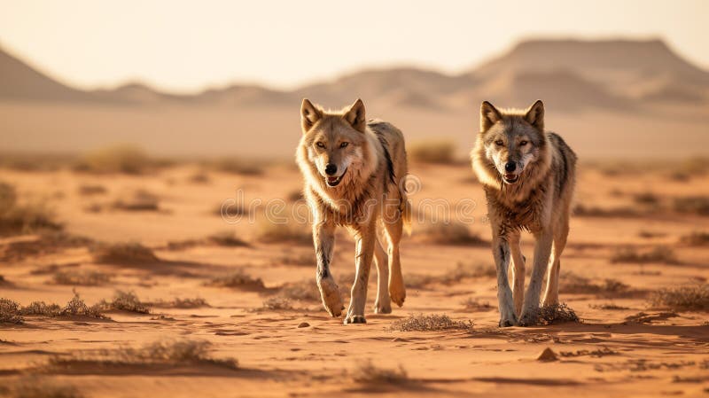 Wolves Navigating the Desert\ s Challenges