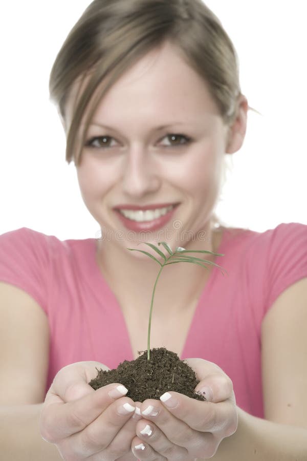 A woma with plant