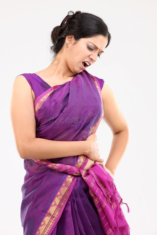 Woman with ache in the back royalty free stock photos